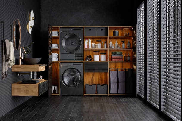 Best wood-look flooring in a modern laundry room | All Floors Design Centre