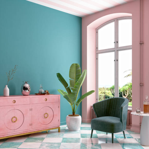 Retro-style patterned tile flooring in a colorful home interior | All Floors Design Centre